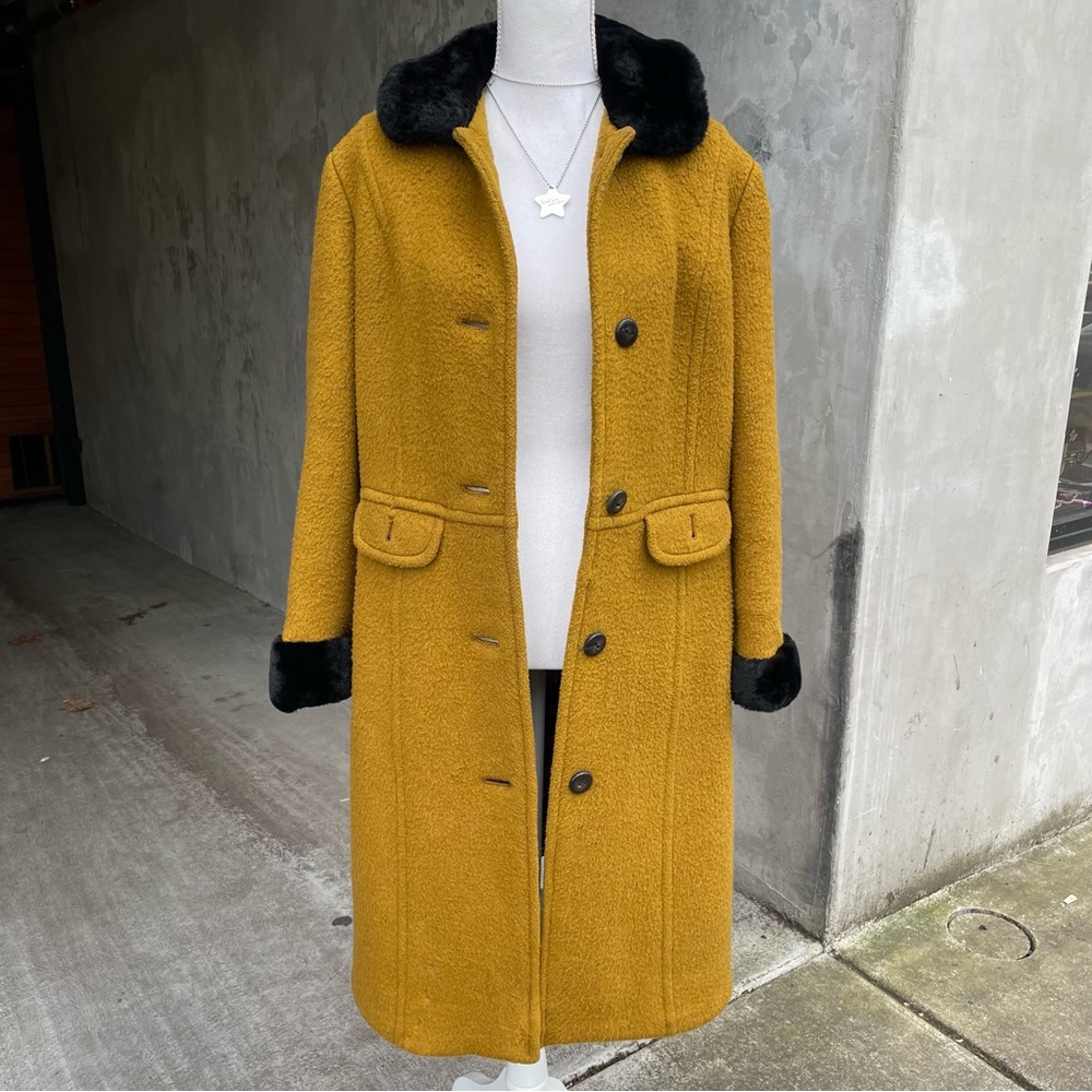 Vintage 70s Mustard and Faux Fur Coat